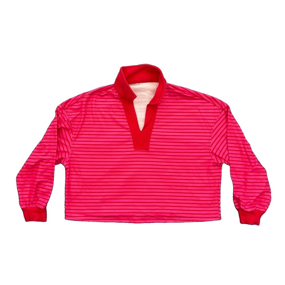 Amazon Women’s Striped Athletic Collar Rose Red Size XL